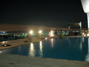 Roof top pool at night