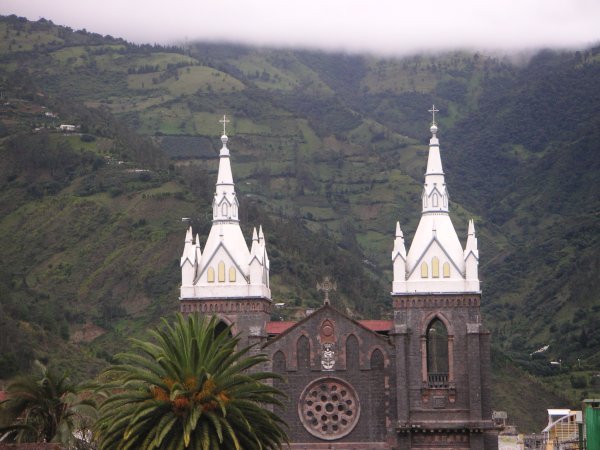 The view from our hostal terrace in Baños.