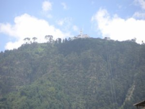 Looking up at Monserrate in Bogota