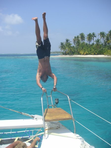 Drew... handstanding off the boat at San Blas