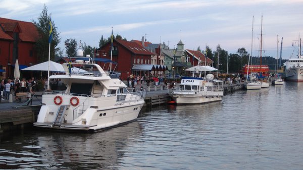We had dinner at this beautiful stretch of restaurants on the water in Nykoping