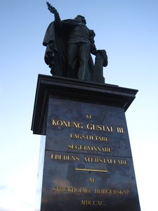 Outside the royal castle sits this statue in dedication to the  Swedish King Gustav Adolf the third (there were many King Gustav Adolf's!)