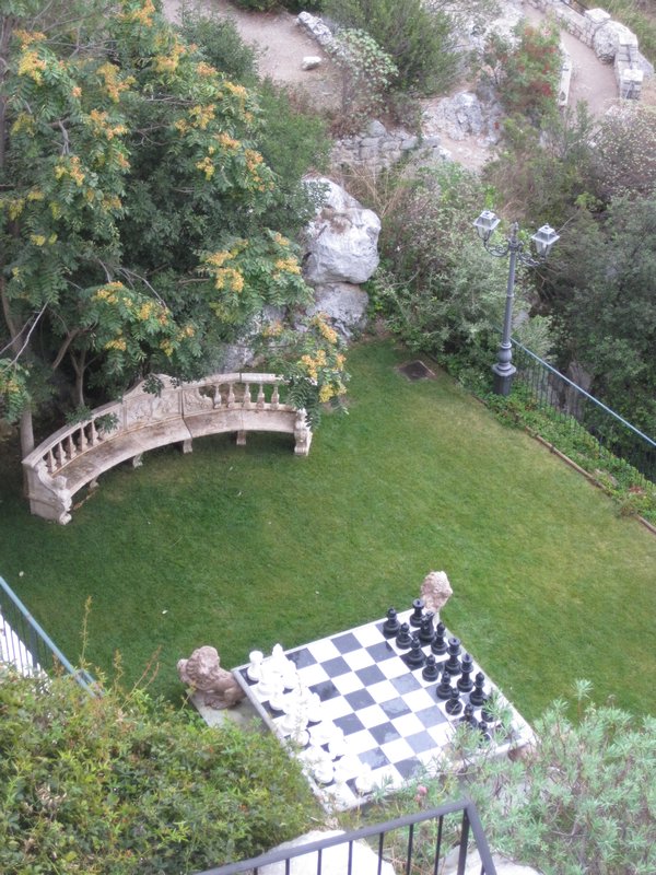 Cliff side, life size chess board