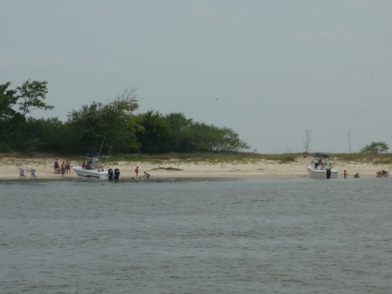Beachgoers took boats out to some small barrier islands which were just a few hundred yards off the shores of Biloxi.  Th