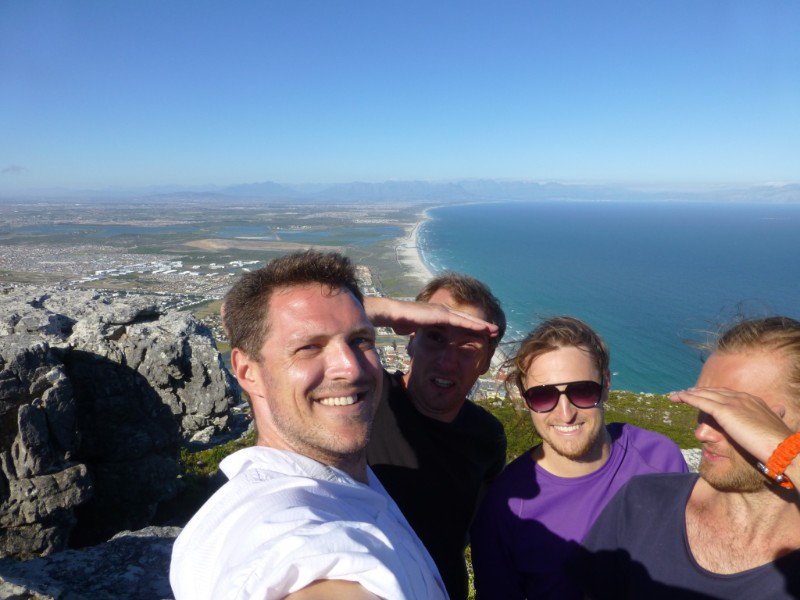 Group selfie at the top of Muizenberg Mountain