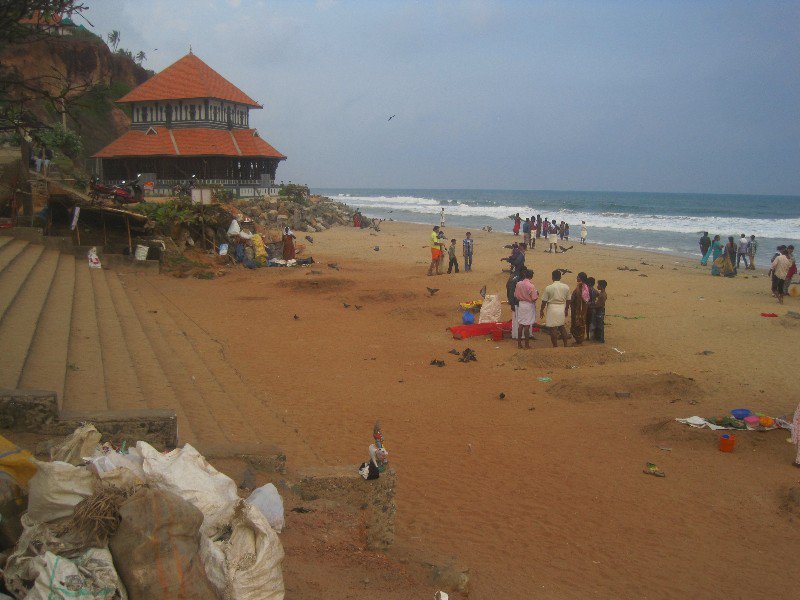There was a clear segregation at Varkala's main beach.  Local tourists at the southern end and foreign tourists and the north end.  This is the south end.