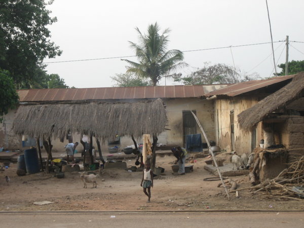 Typical group of homes, mud and thacth houses with communal kitchen