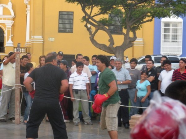 boxing match in the plaza..