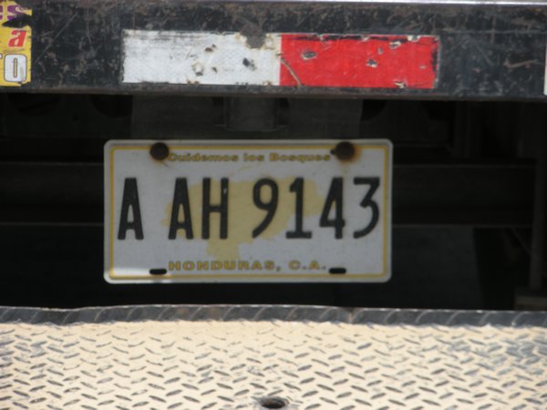 Honduran Licence Plate