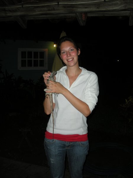 Birgitte holding a lizard