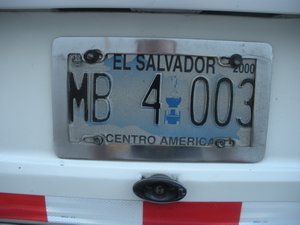 El Salvador licence plate