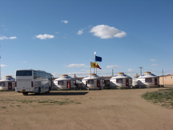 Tour bus and yurts
