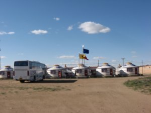 Tour bus and yurts
