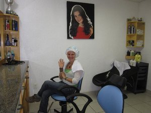 me getting my hair treatment in Adas salon