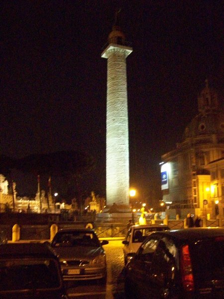 Trajan's Column at night