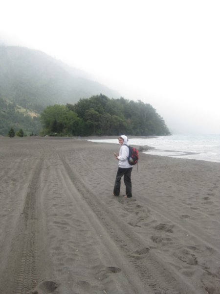Caminando hacÃ­a la isla Millawapi por la costa del Lago CalafquÃ©n