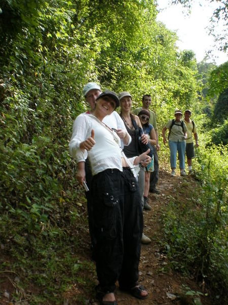 Trek through rice paddys Luang Prubang