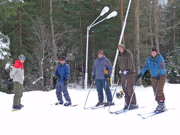 Boys lined up for skiing