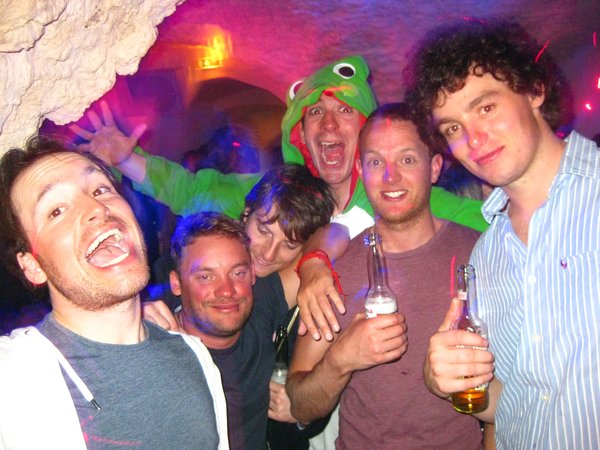 Amazing photobomb from the man in the dinosaur suit...
