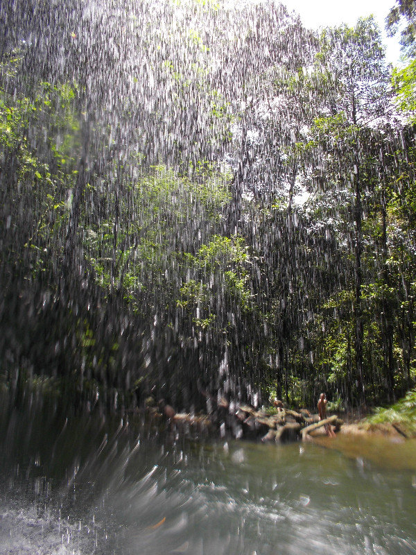 View from behind a waterfall, San Cipriano