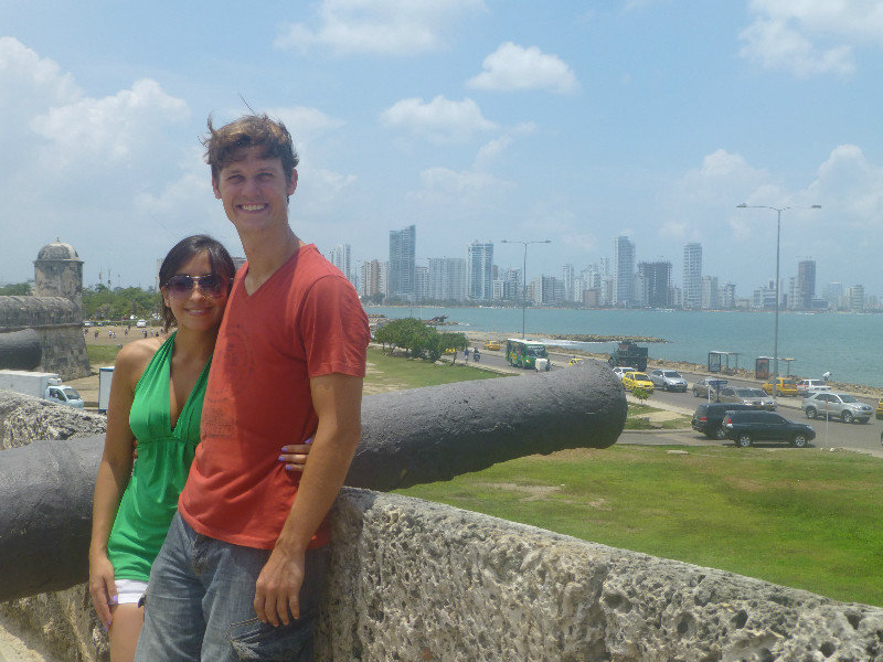 Erika and I on the historic city walls of Cartagena