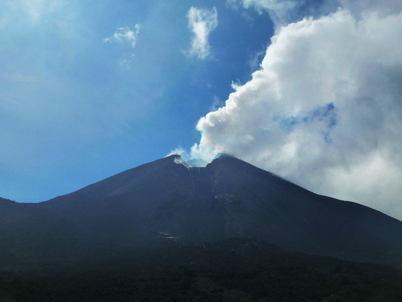 Volcan Pacaya - initially disappointing, but then it erupted with a boom and a huge cloud of steam!!