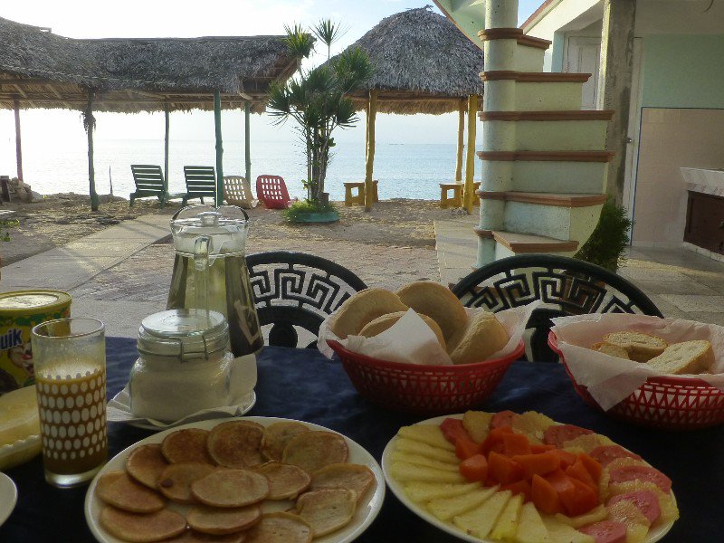 The view over the top of our giant breakfast to Playa Larga, Bay of Pigs