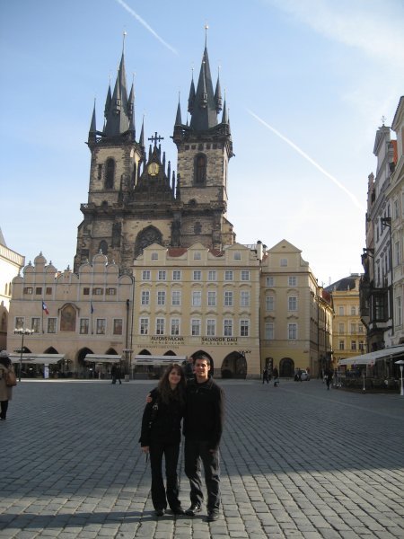Laura and I in front of Church of Our Lady  Tyn