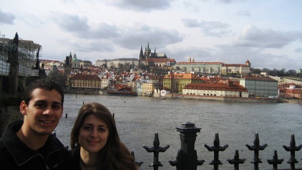 Laura and I with Praha Castle behind us