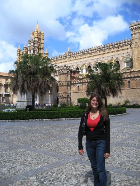 Laura in front of Cathedral