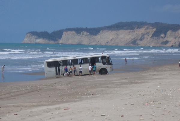 bus in sand