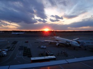 sunset at Narita Airport