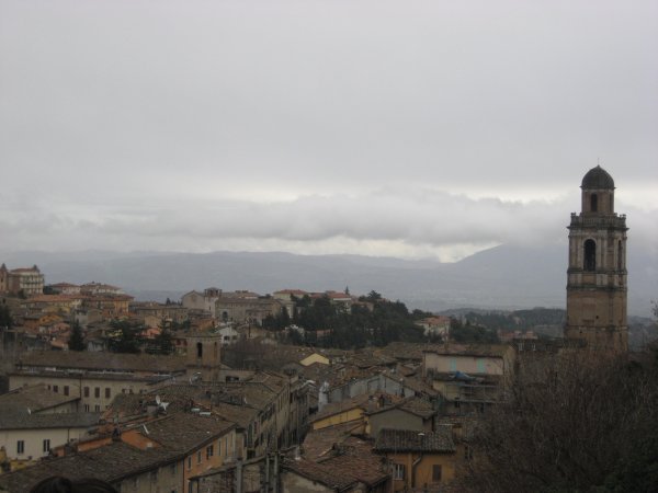 View of Perugia with a cathedral