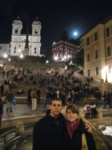 Al and I infront of the Spanish Steps at night