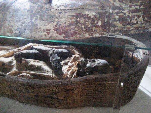 Egyptian Sarcophagus with mummified body