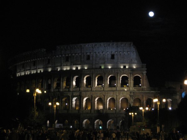 Colosseum with the moon