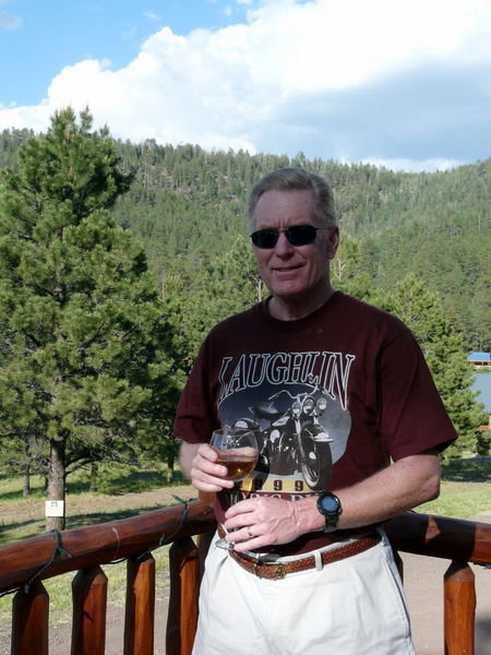 Alan enjoying wine on the deck
