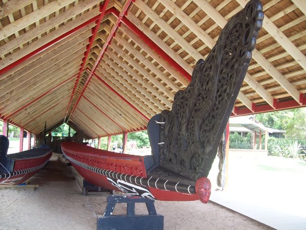 A waka (war canoe) in Waitangi