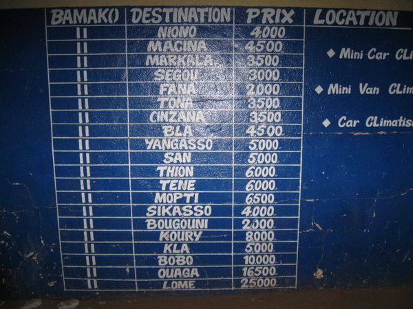 bus schedule and price list 