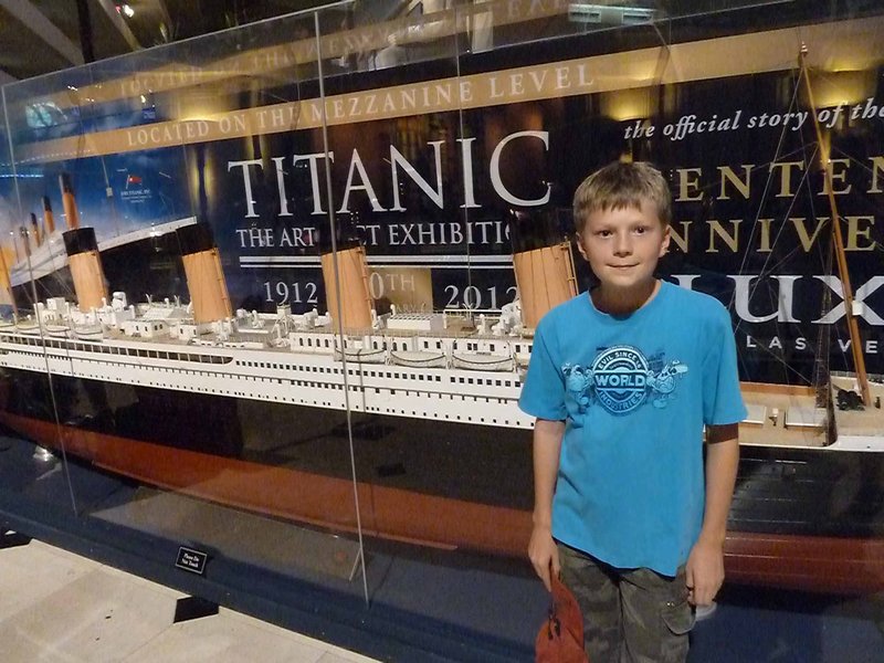 Bobby in front of Titanic Exhibition in side Luxor