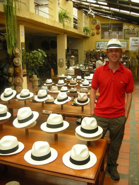 Andrew trying on a Panama Hat