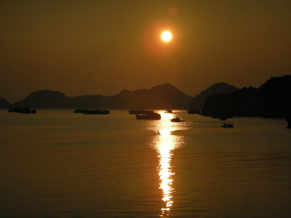 Sunset over Halong Bay