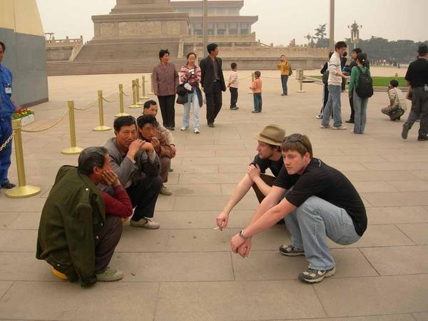 Chatting in Tiananmen Square