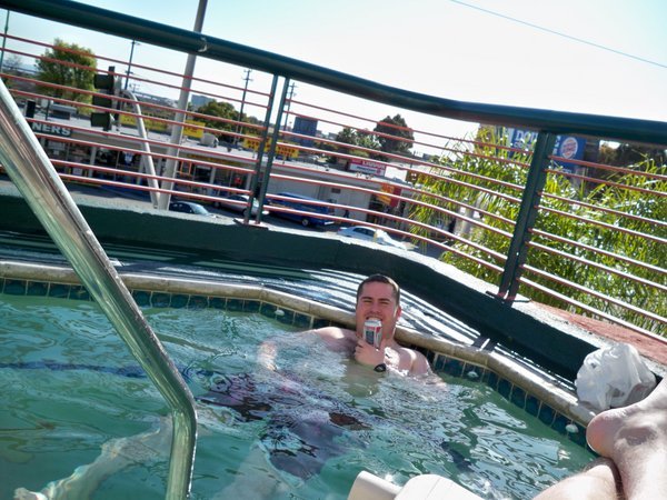 Chilling in the hot tub, LA