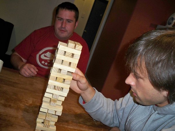 Jumbling Tower Block Game (Jenga to you and I) with Philipp from Germany