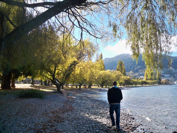 Lowe beside Lake Wakatipu, Queenstown