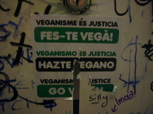 vegan bathroom graffitti