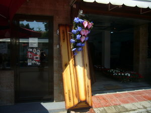 coffin shop on the street