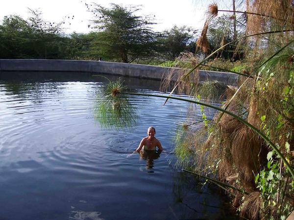 Harriet in the Kisima Ngeda fish pool