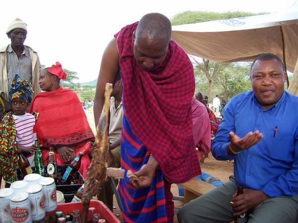 Mr Moita cutting the meat